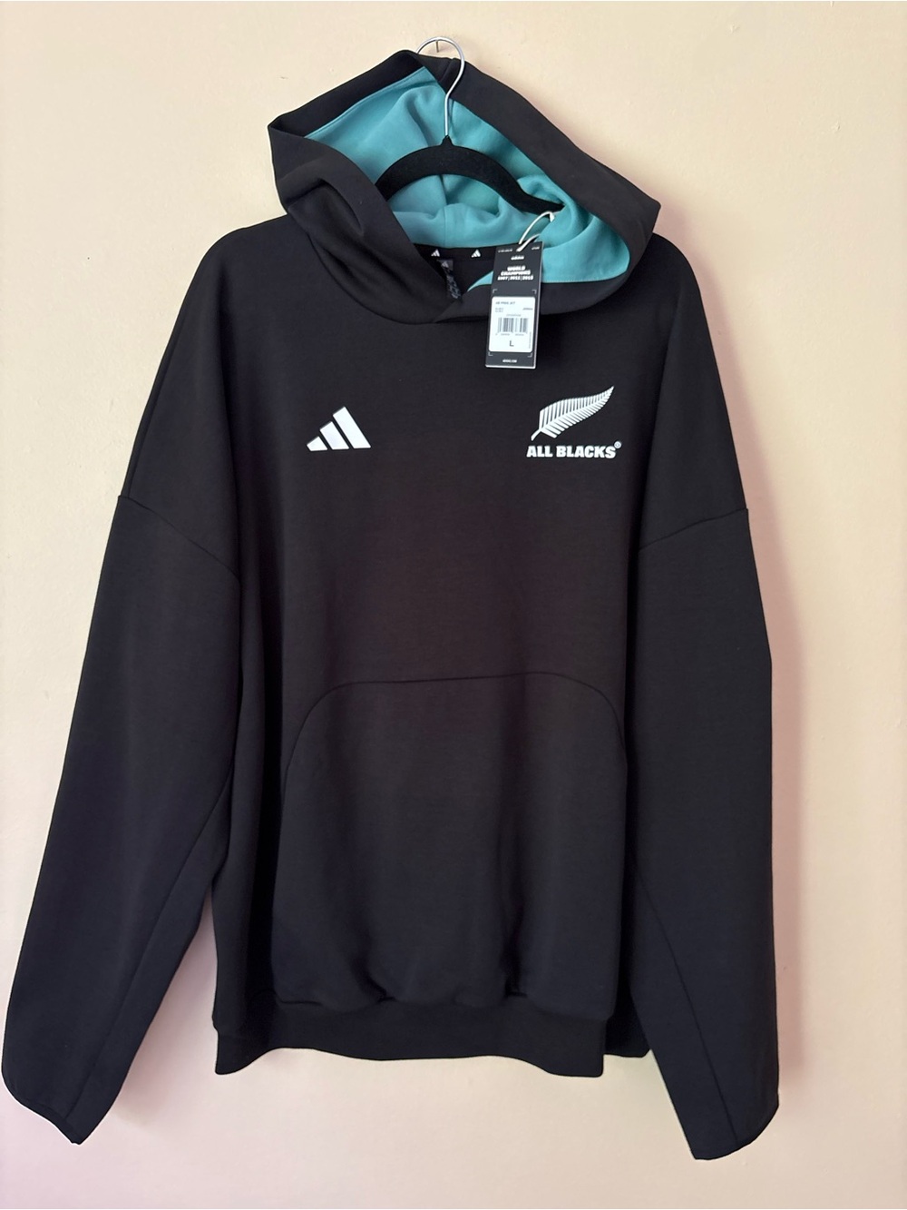 Adidas All Blacks Rugby Pullover Hoodie Black Men’s Large NWT - Picture 5 of 14